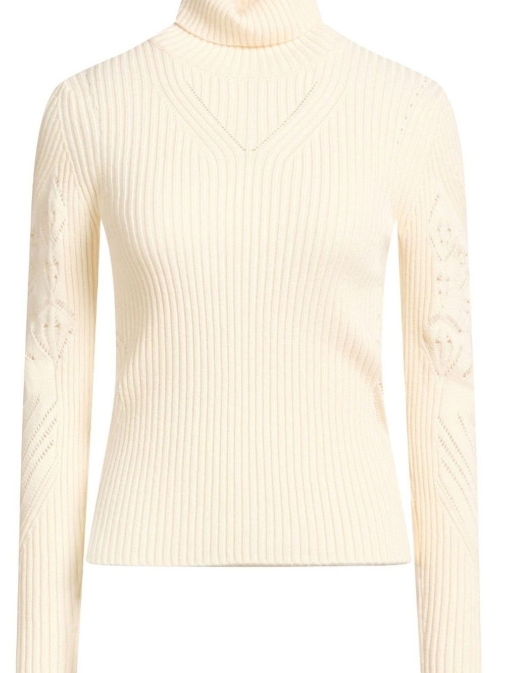 ba&sh Cream Ribbed Turtleneck Sweater